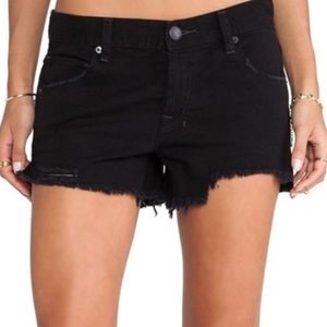Free People Button Fly Distressed Jean Shorts Black Size 28